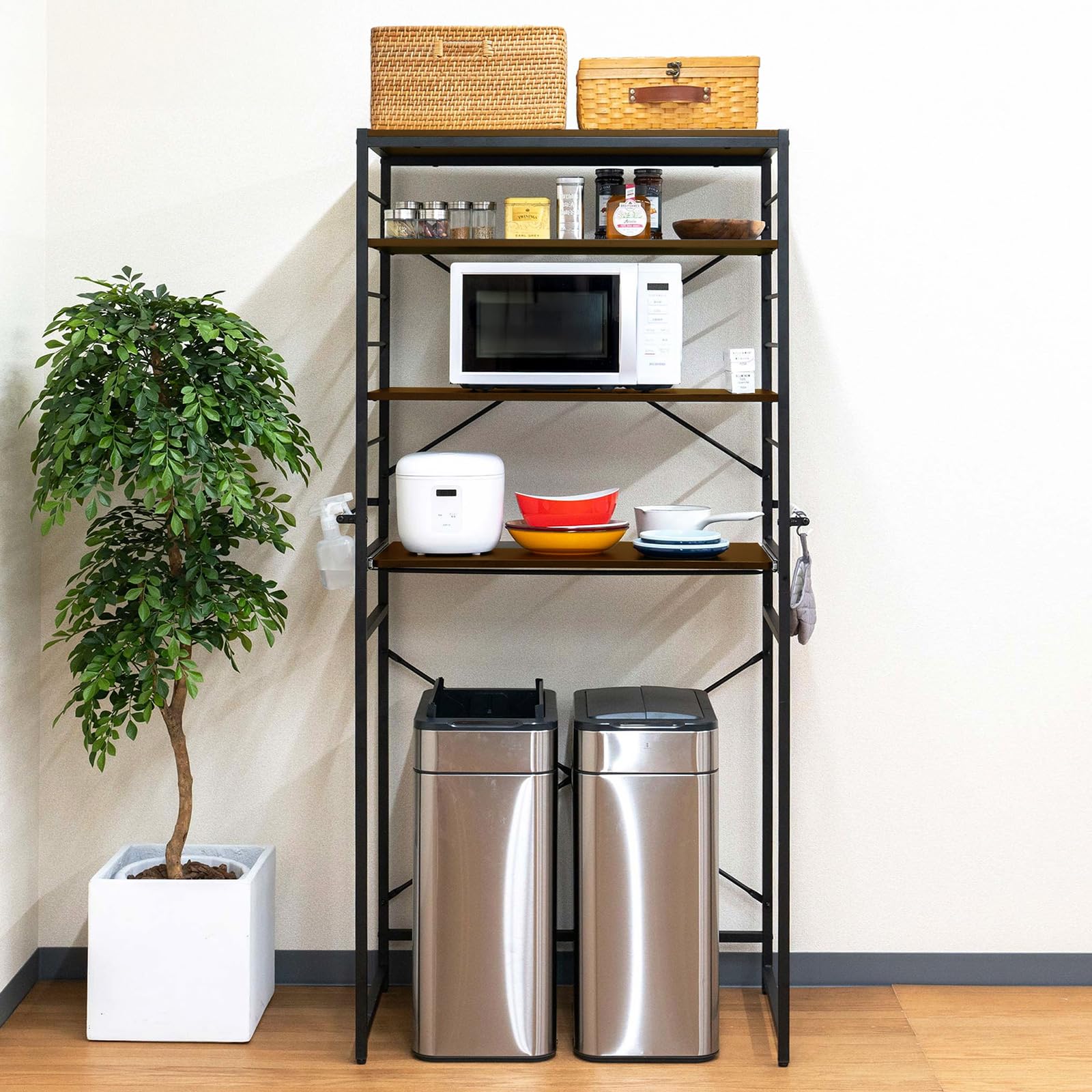 Amazon.co.jp: ottostyle.jp キッチンラック ゴミ箱 スリム ゴミ箱上