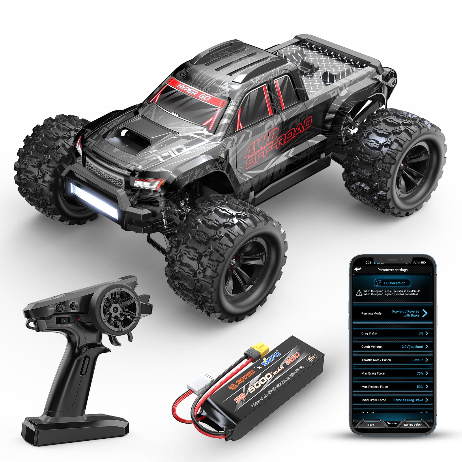 MJX Hyper GO 10208 V2 1/10 RC Trucks 4X4, Brushless RC Cars for