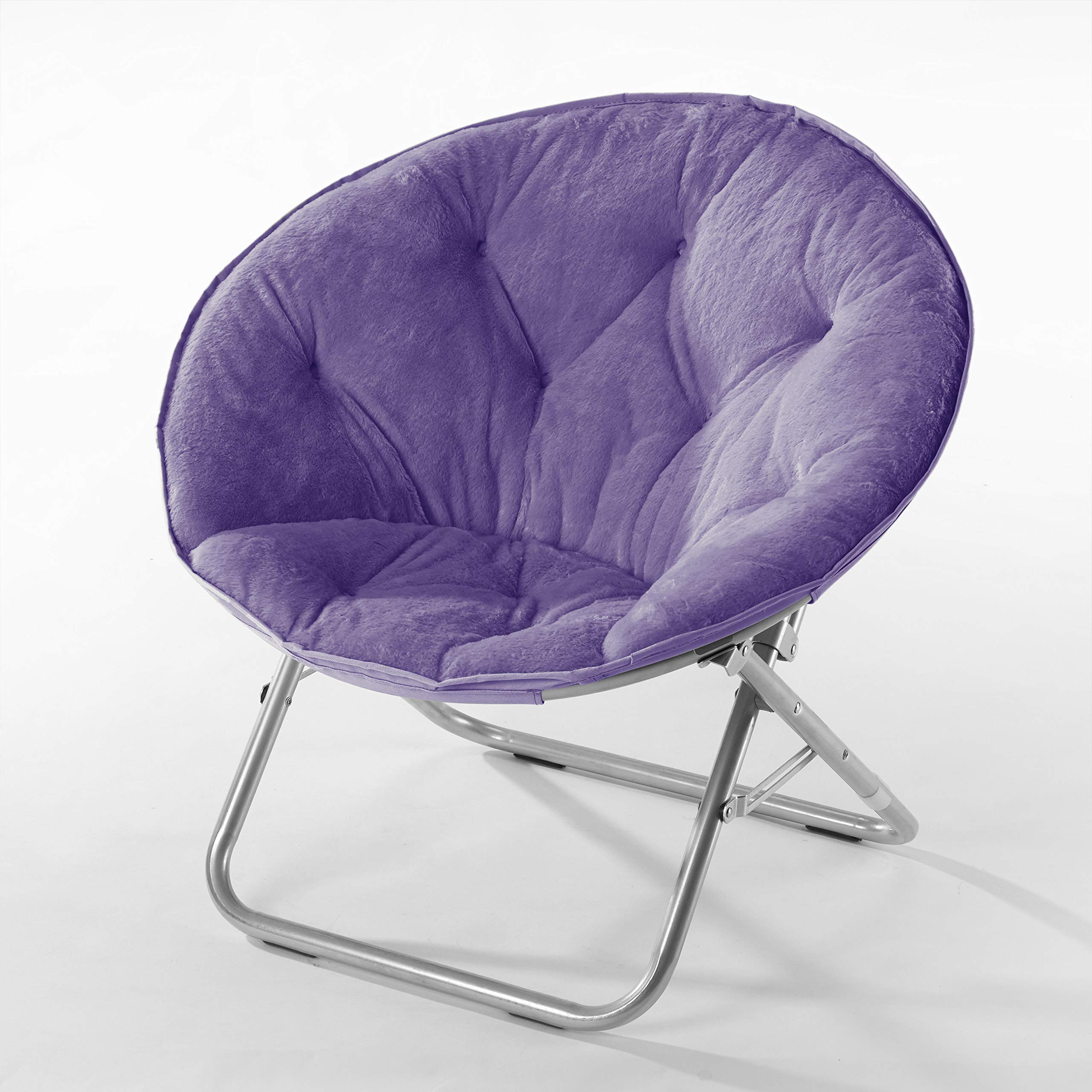 Amazon.com: Urban Lifestyle Faux Fur Saucer Chair,Purple/Silver