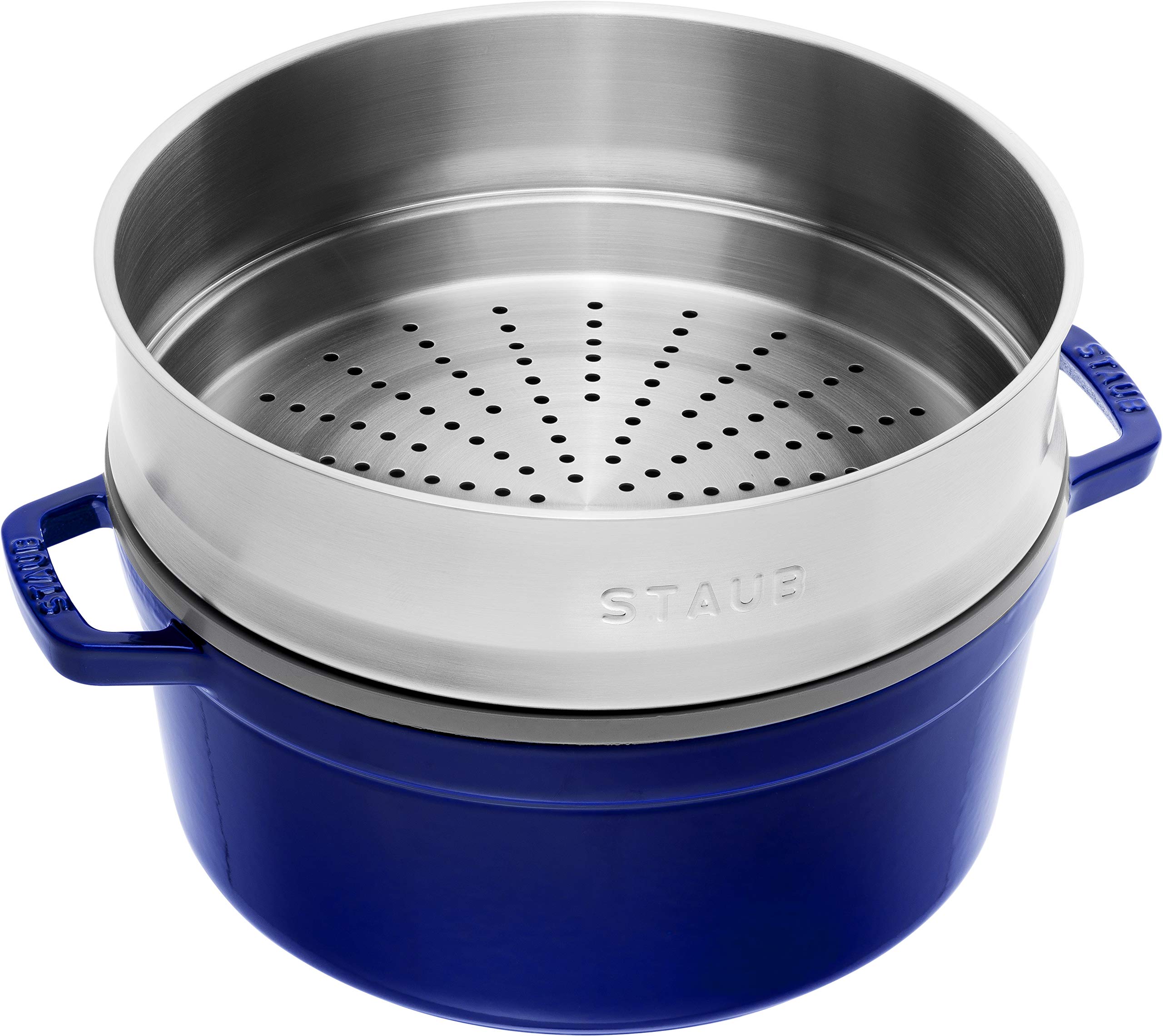 Amazon.com: STAUB Cocotte with Steamer Round 26cm Dark Blue: Home