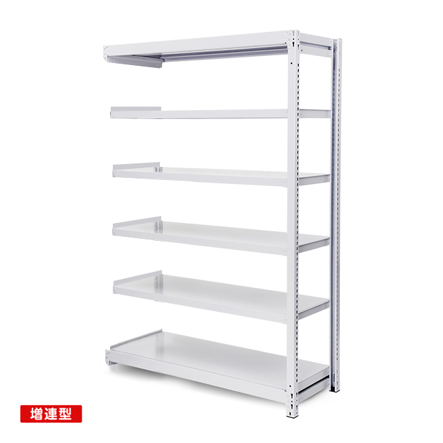 200kg/段 中軽量ボルトレス棚 増連型 高さ1200 x 棚板7枚（有効6段）x