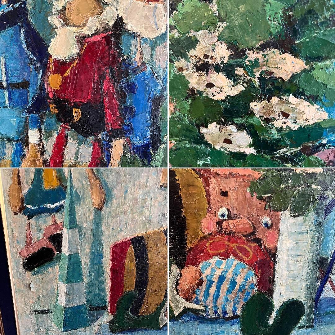 額装油彩画 栗家功「人形の窓」50号F型 大型 額縁 ピノキオ | Living