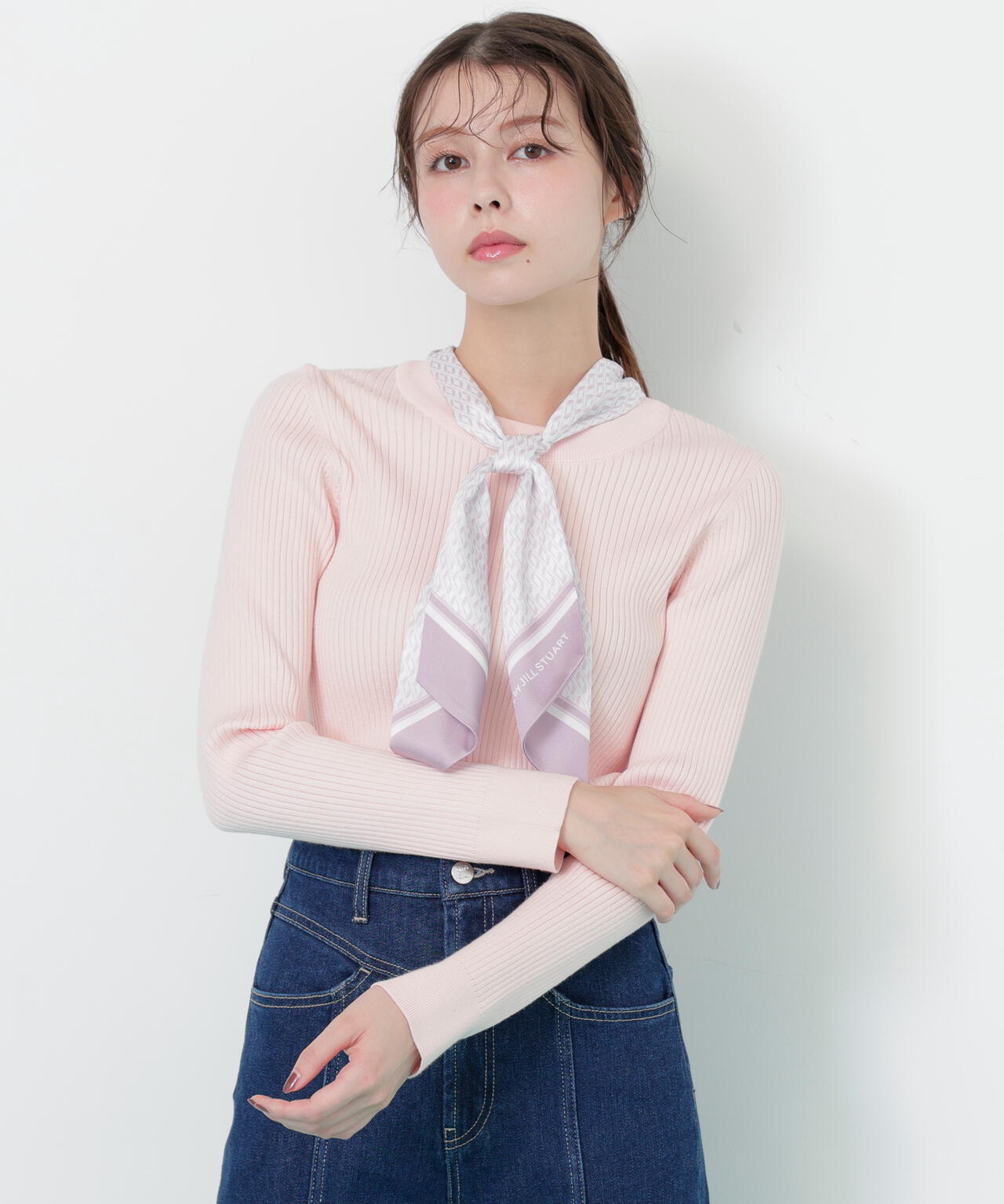 幾何チェック柄スカーフ付きリブニット | JILL by JILL STUART（ジル