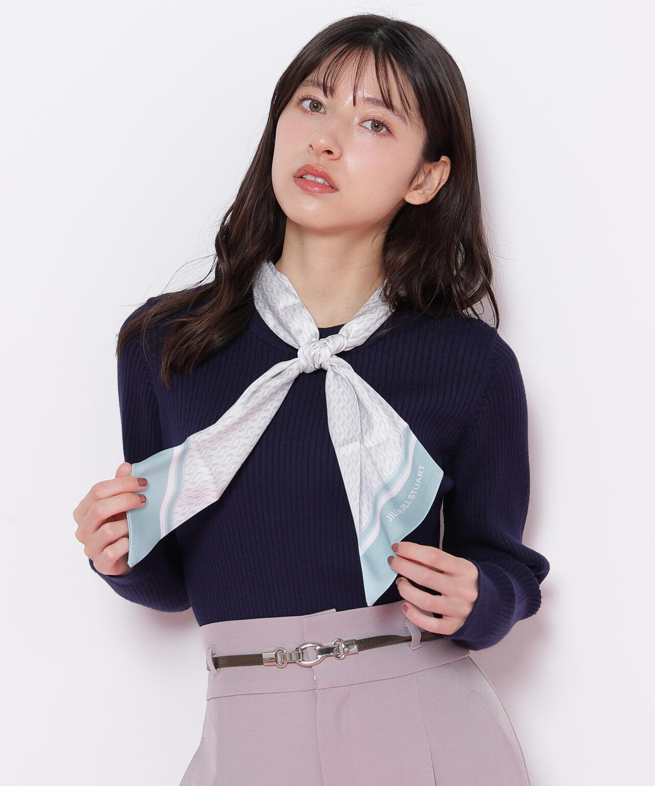 幾何チェック柄スカーフ付きリブニット | JILL by JILL STUART（ジル