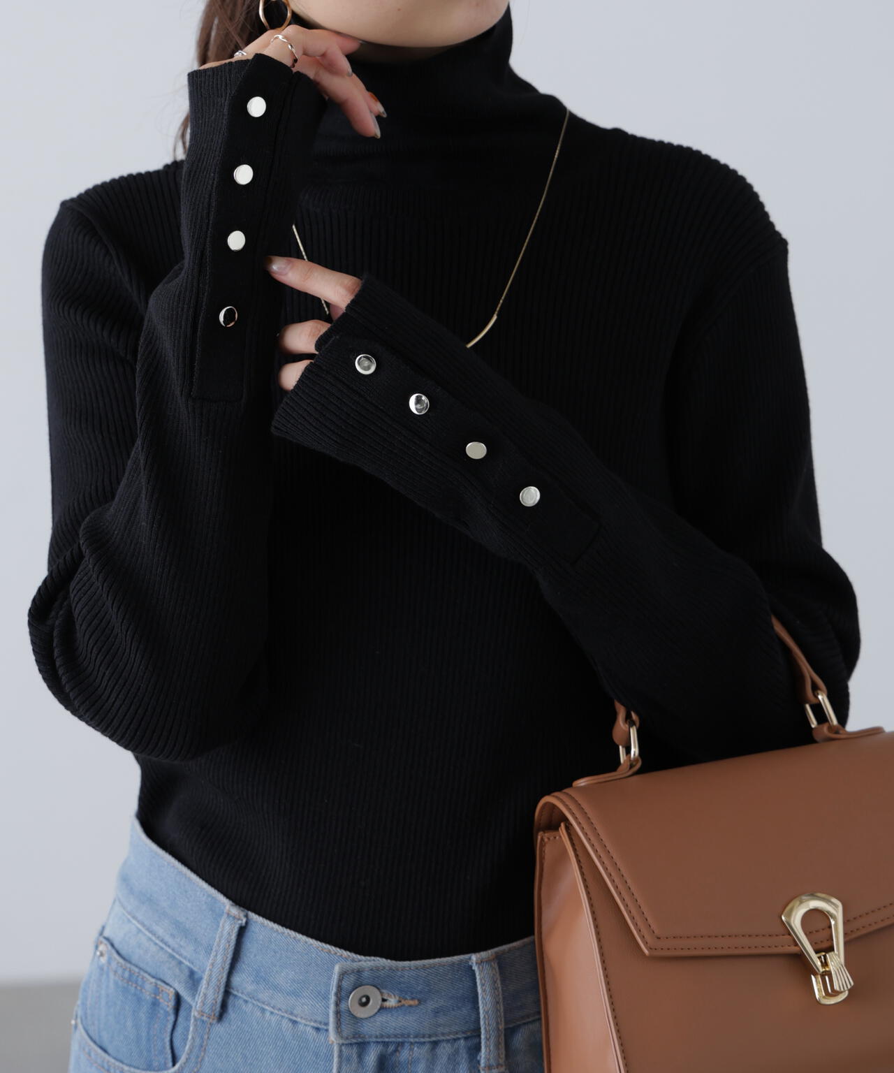 MFM】袖金ボタンリブタートルニット | FREE'S MART（フリーズマート