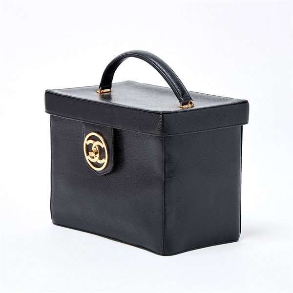 CHANEL ココマーク 1992年頃 バニティバッグ ブラック マットシルバー