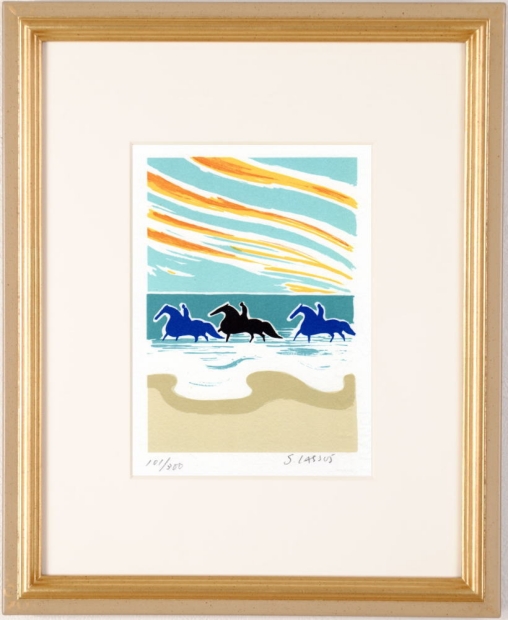 馬の絵画をリトグラフの版画で制作したセルジュ・ラシスの馬の絵「乗馬