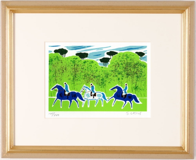 馬の絵画をリトグラフの版画で制作したセルジュ・ラシスの馬の絵「乗馬