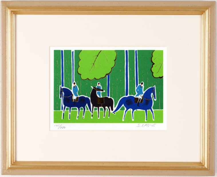 馬の絵画をリトグラフの版画で制作したセルジュ・ラシスの馬の絵「乗馬