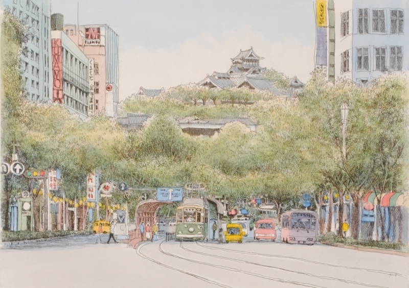 銅版画で織田義郎が制作した熊本の絵「熊本城」をご購入