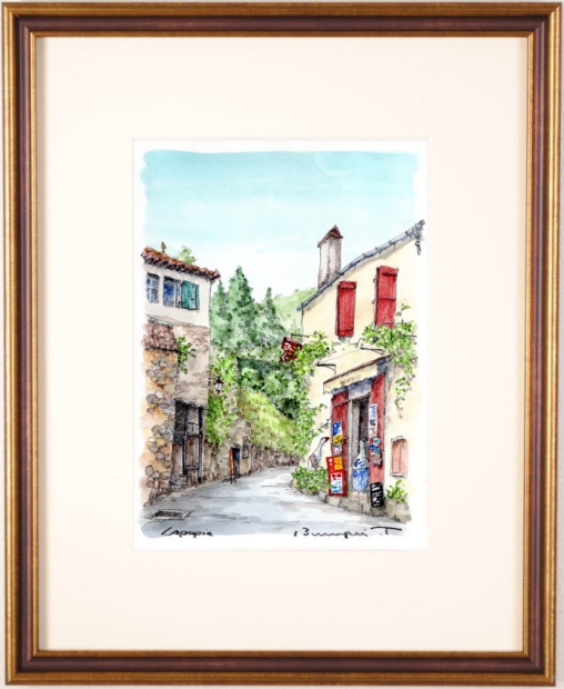 絵画の水彩画で高橋文平が描いたフランスの風景画「サン・シル