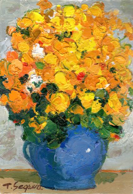 油絵の絵画で瀬川竜夫が描いた花の絵の油絵「黄色い花」を購入