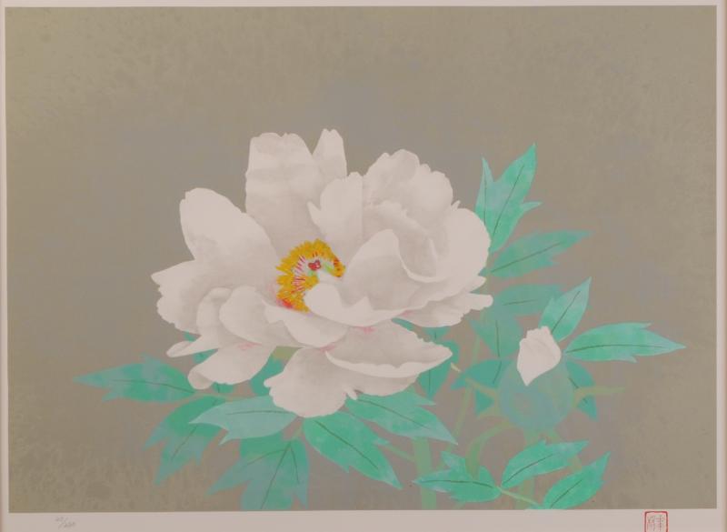 山口華楊がリトグラフの版画で制作した和の花の絵画「富貴」を通販で販売