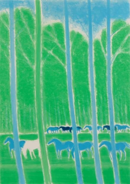 アンドレ・ブラジリエがリトグラフの版画で制作した馬の絵画「エルム