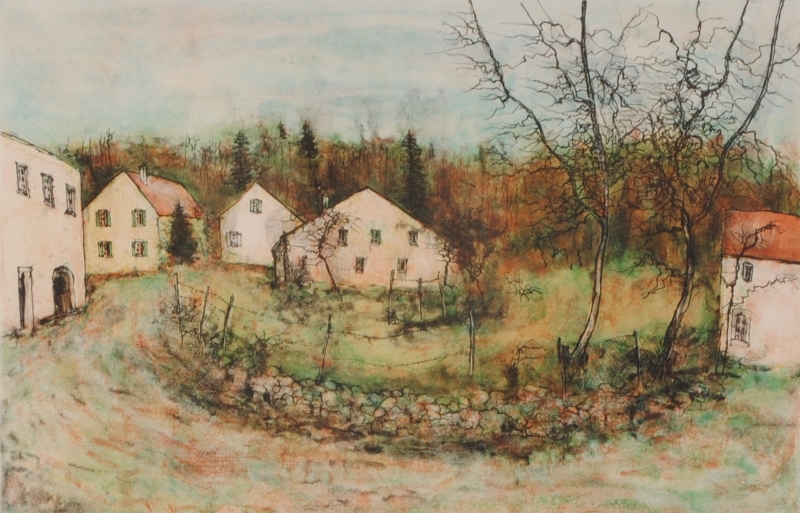 ベルナール・ガントナーがリトグラフの版画で制作したインテリアの絵画