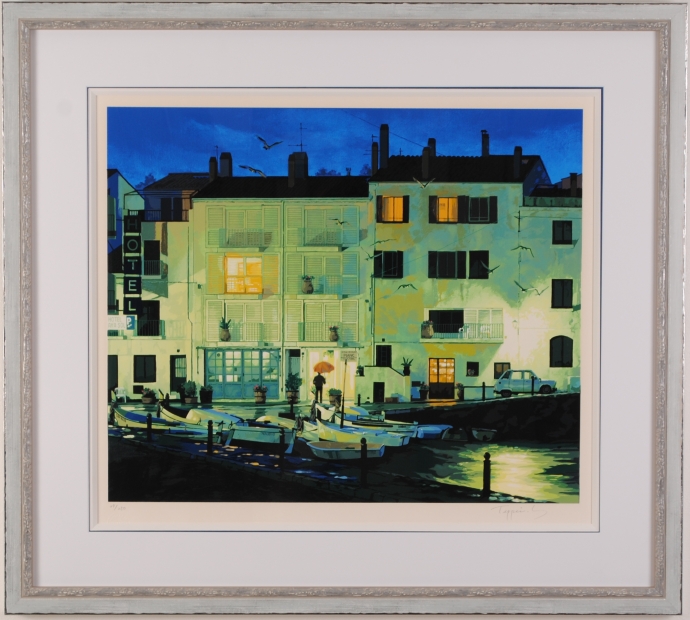 シルクスクリーンの版画で笹倉鉄平が制作した絵「雨あがり」をご購入