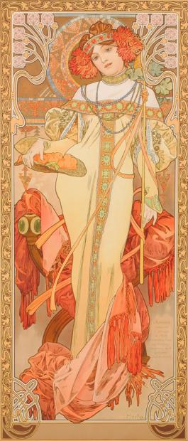 インテリアの絵画をリトグラフの版画で制作したアルフォンス・ミュシャ