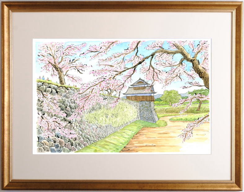 絵画の水彩画で内藤謙一が描いた絵「熊本城・戌亥櫓」をご購入