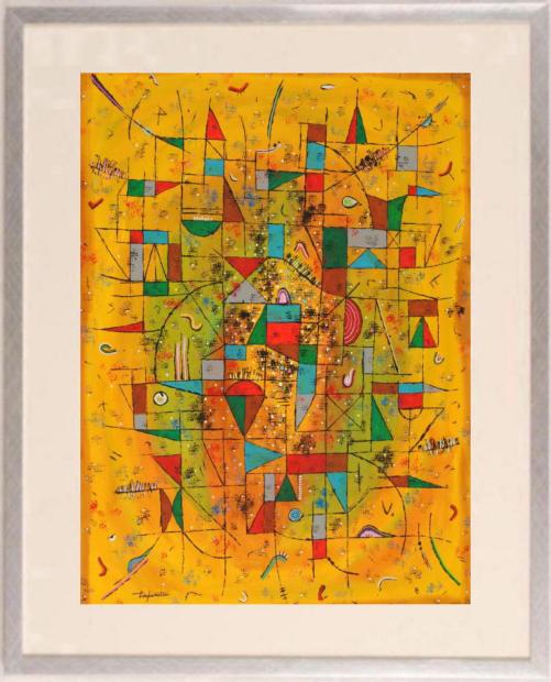 絵画の水彩画で若松愛子が描いた抽象画「works L-4」を通販で販売