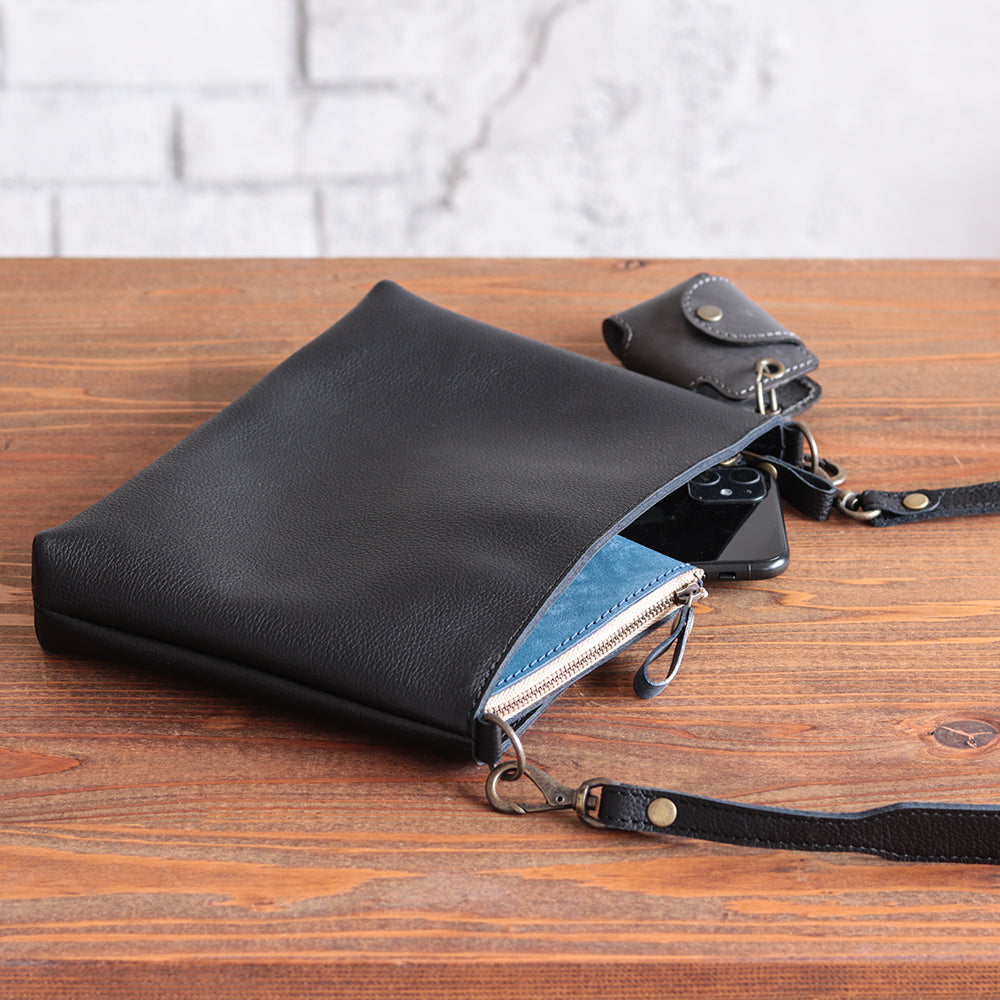 浅型-小サイズ】姫路レザー シンプルを極めたレザーサコッシュ NC3419S