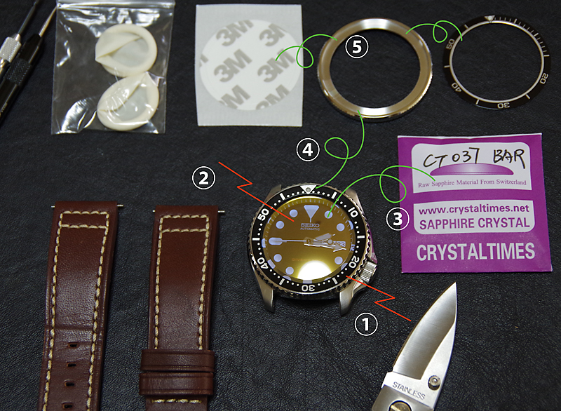 SKX007 ベゼル・クリスタル付け替え！＋HADLEY ROMA strap MODIFY 計画