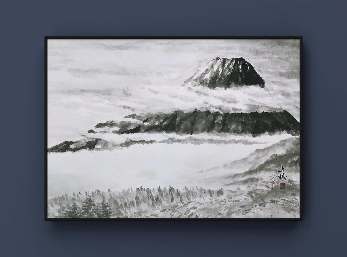 水墨画｜雲海の富士山 - 書道作品・筆文字・習字のご依頼｜書家/書道家