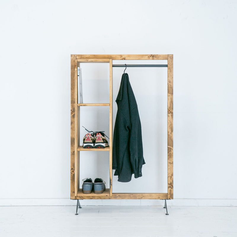 ディスプレイ棚 ハンガーラック 洋服掛け 天然無垢材 幅85cm 無垢