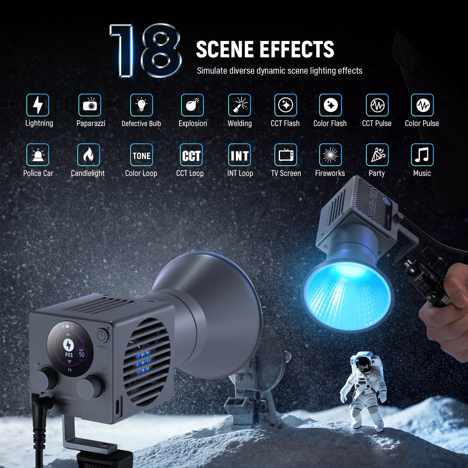 NEEWER HS60C Portable LED Video Light | Mini RGB Light