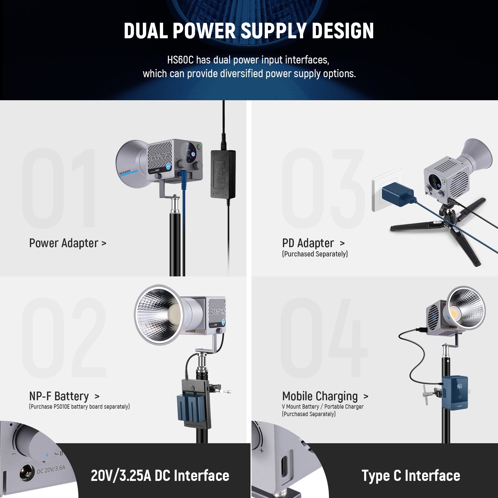 NEEWER HS60C Portable LED Video Light | Mini RGB Light