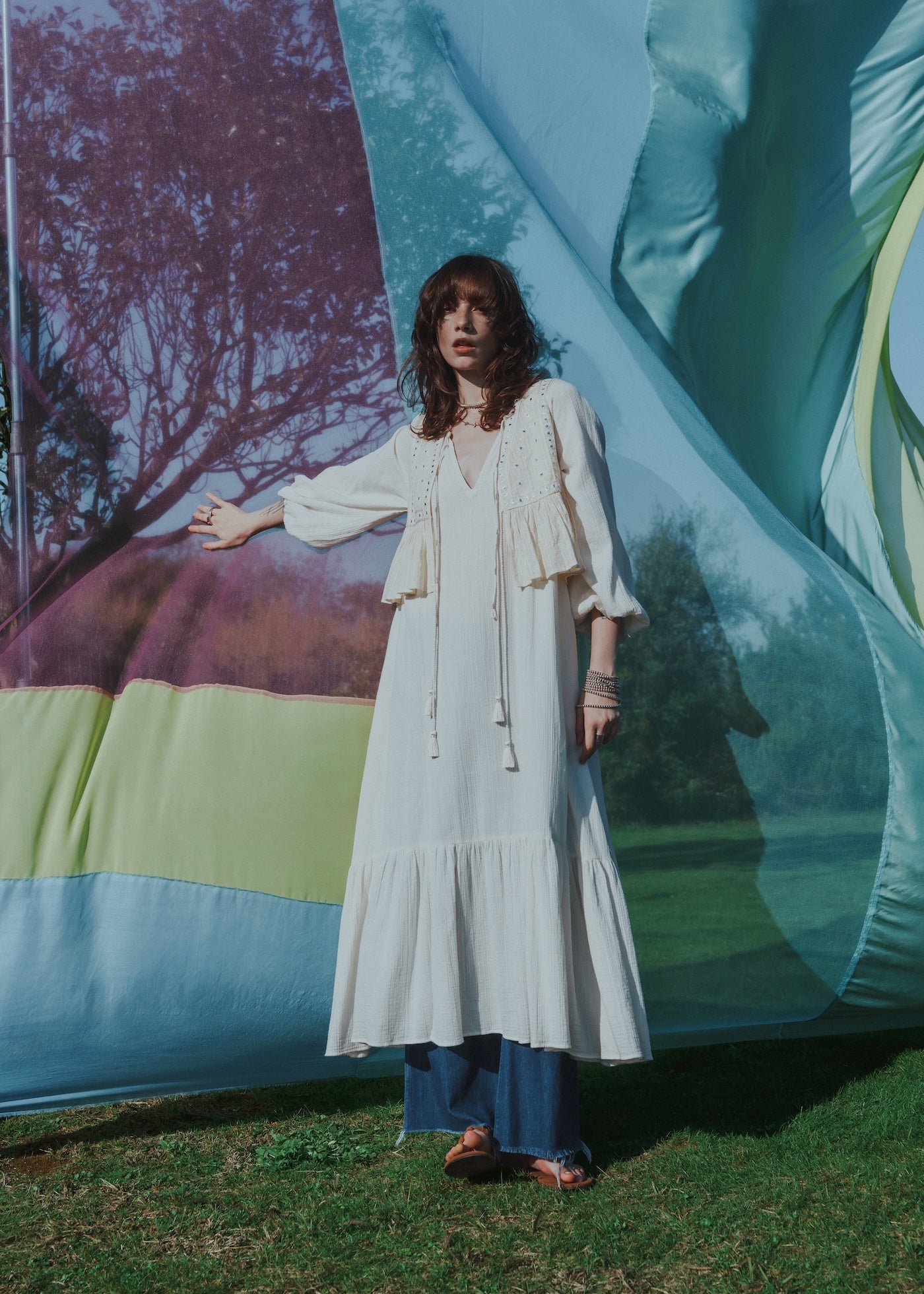 Cotton Jacquard Mirror Embroidery Top | Pasand by ne Quittez pas