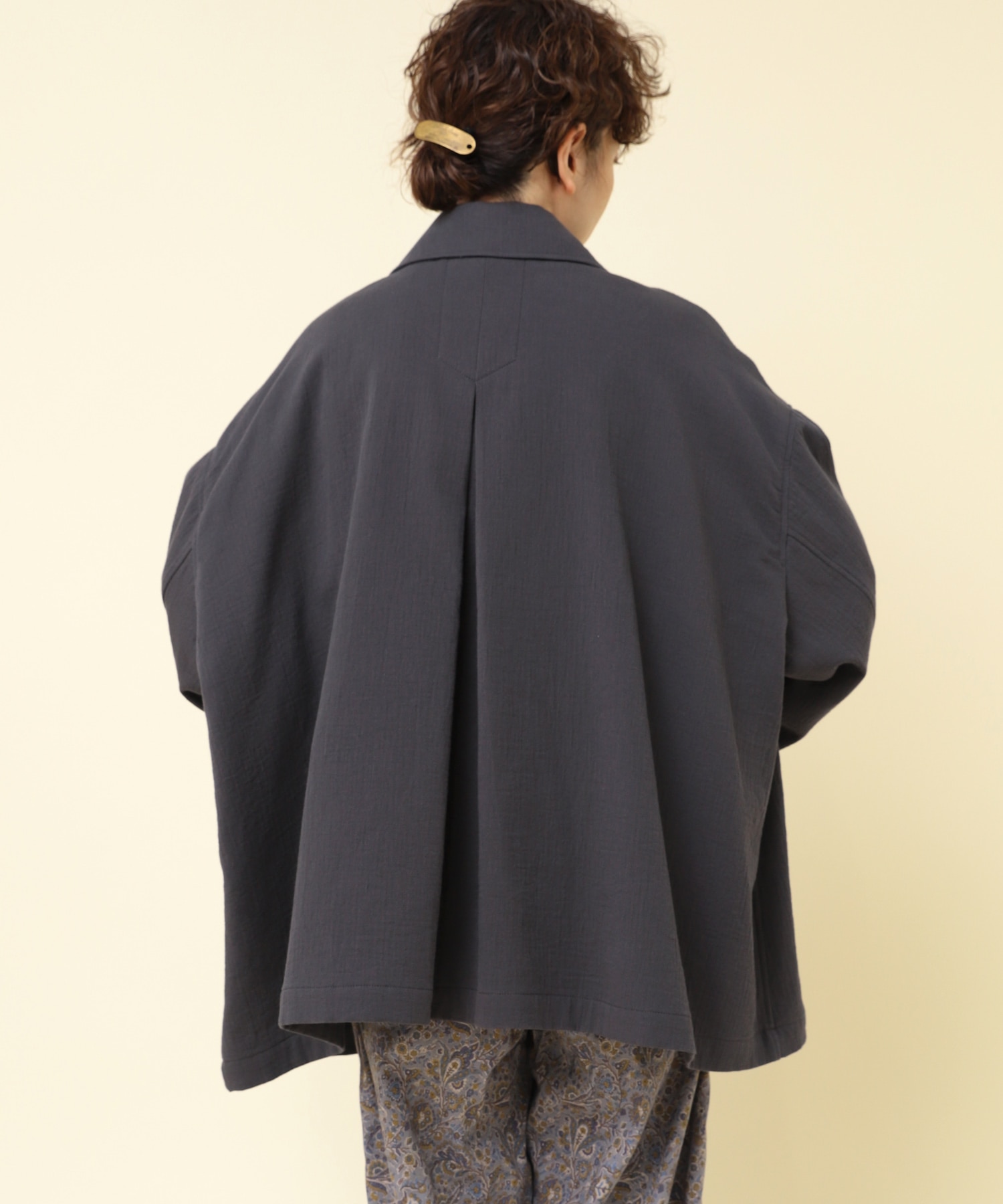 J2113 ソフトヴィンテージツイルAラインジャケット(M チャコール