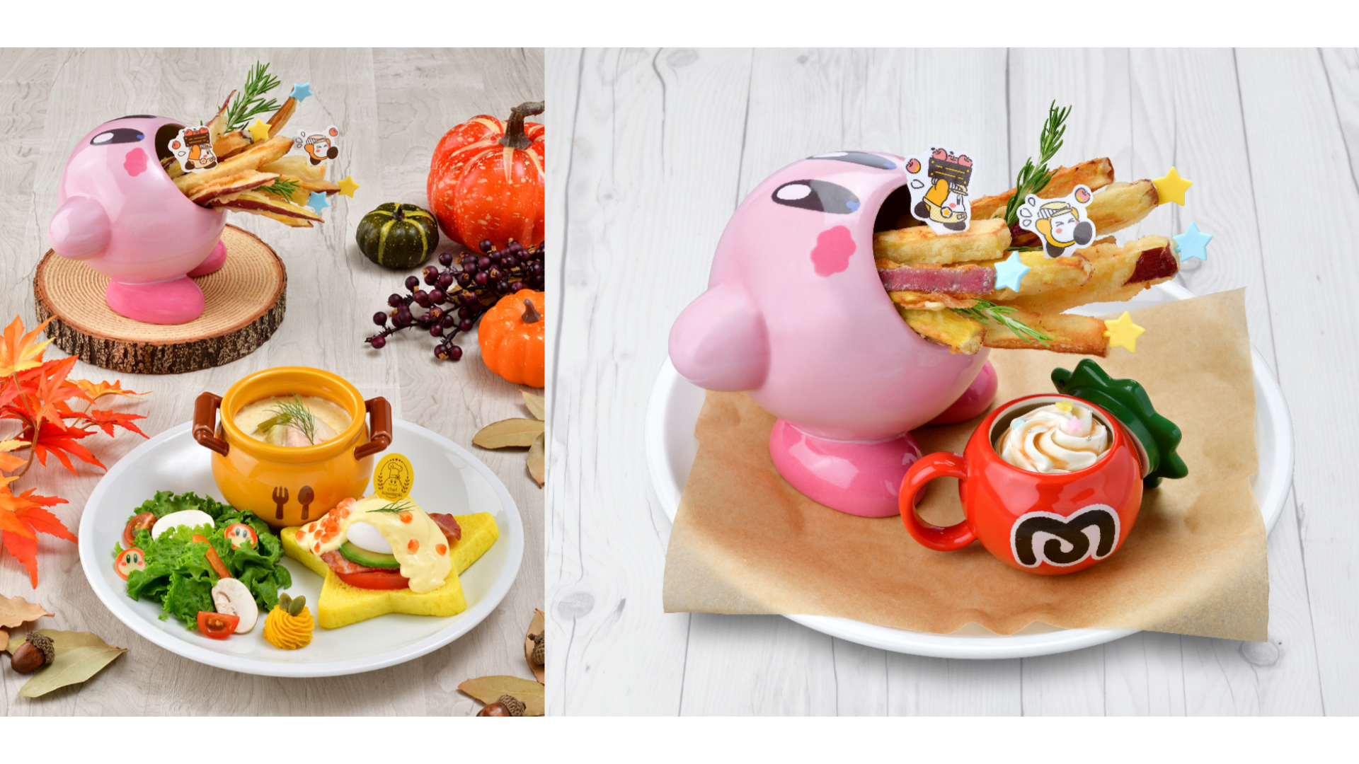 カービィカフェにて秋のメニュー2種が期間限定で発売。すいこみ姿の