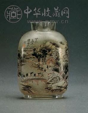 民国陈仲三水晶内画山水人物鼻烟壶收藏资讯|艺术家|书画家|书画名人