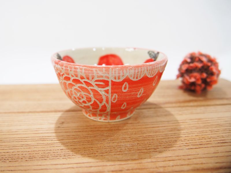 りんごドット 豆鉢・ミニ碗（赤りんご） 【nicorico】豆皿・豆鉢
