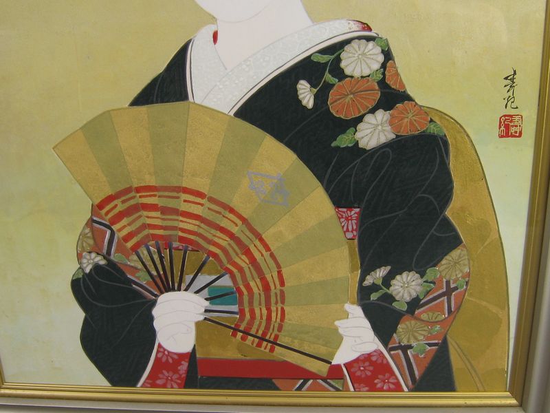 宮下壽紀「扇舞」日本画/美人画 F10号 師)伊東深水 寿紀 | のみの市