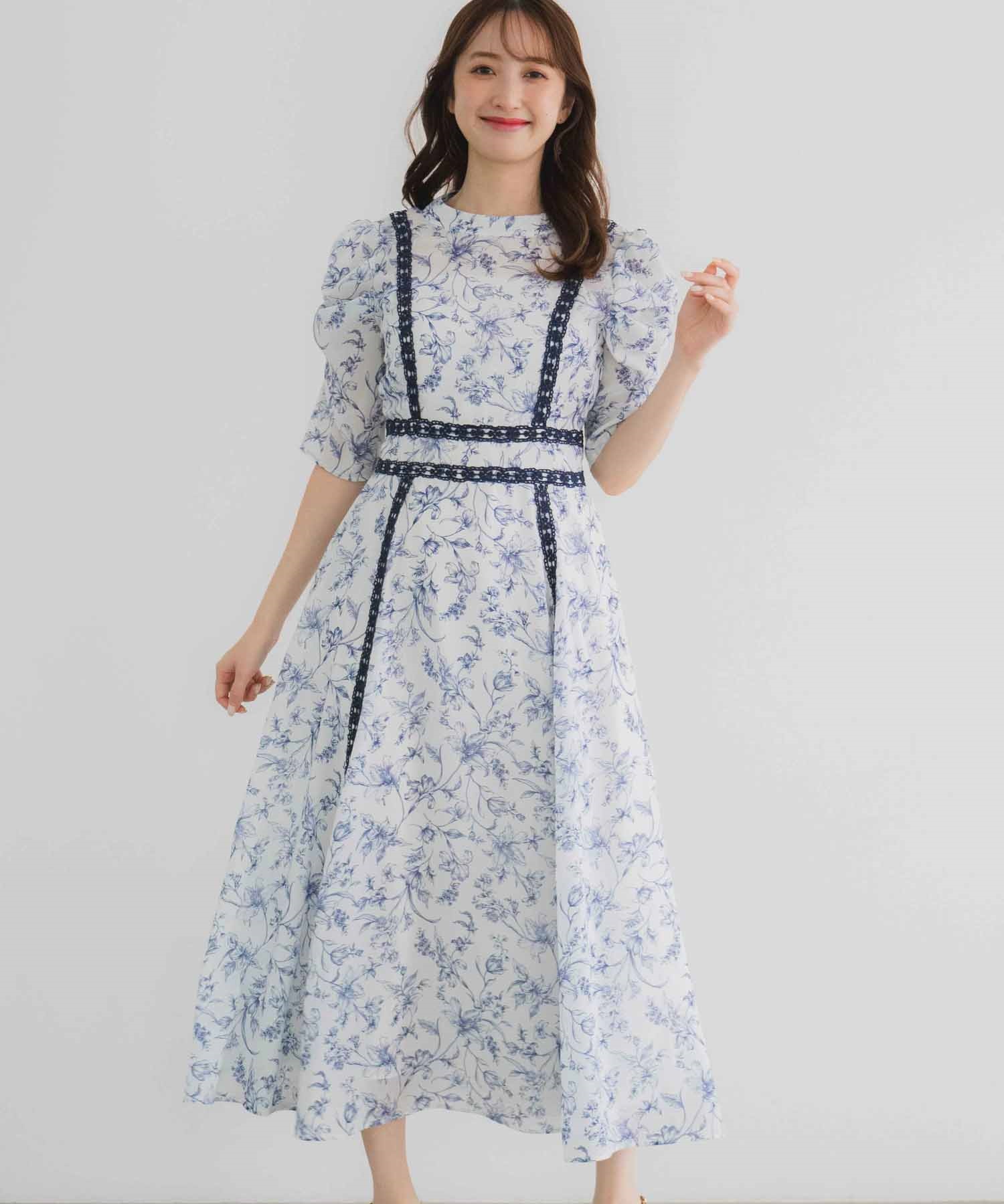 レーストリム花柄ワンピース | ロングワンピース | NOELA OFFICIAL WEB