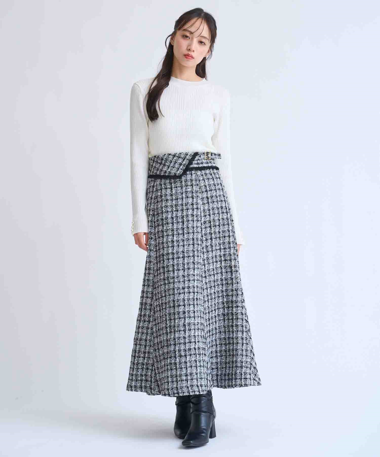 SSサイズあり】ツイードバックフレアスカート | フレアスカート