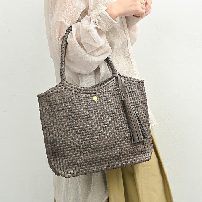 ミラベル・バンブーメッシュ 竹編み レザー トートバッグ メッシュ