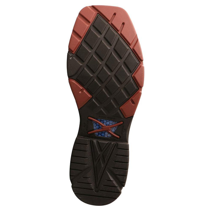 Twisted X Men`s Distressed Saddle 12In Peacock Alloy Square Toe Work B