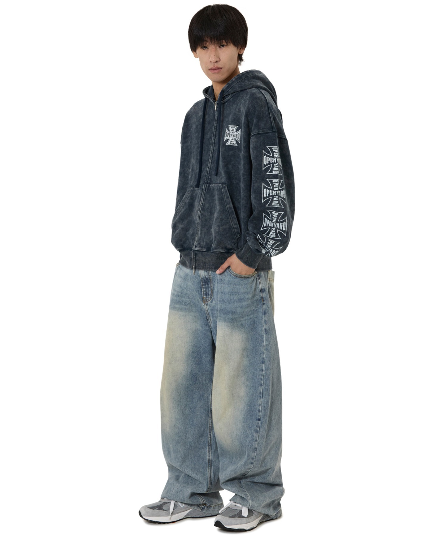 OY/オーワイ』CROSS FADE WASHED HOODIE ZIP UP/クロスフェード