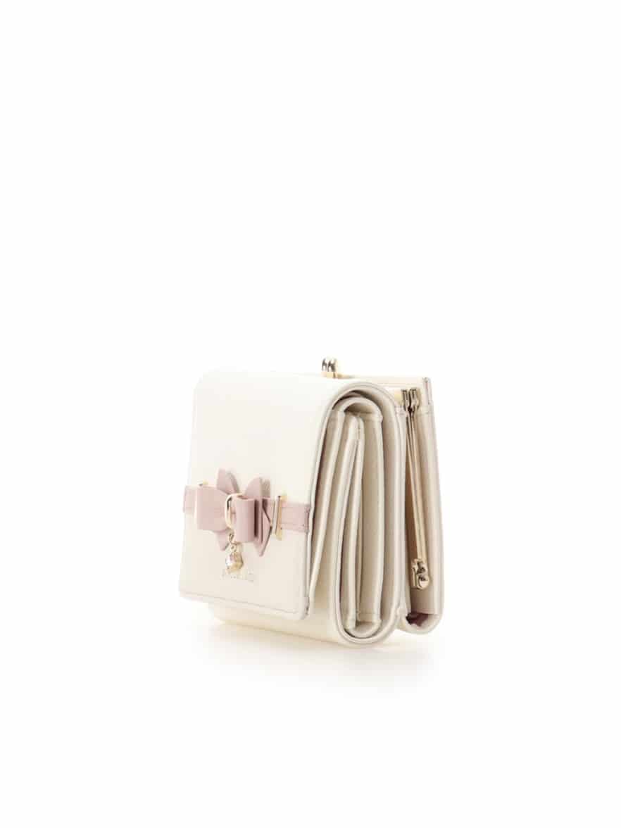 バイカラーアクセントリボン折財布【ホワイト】(ホワイト