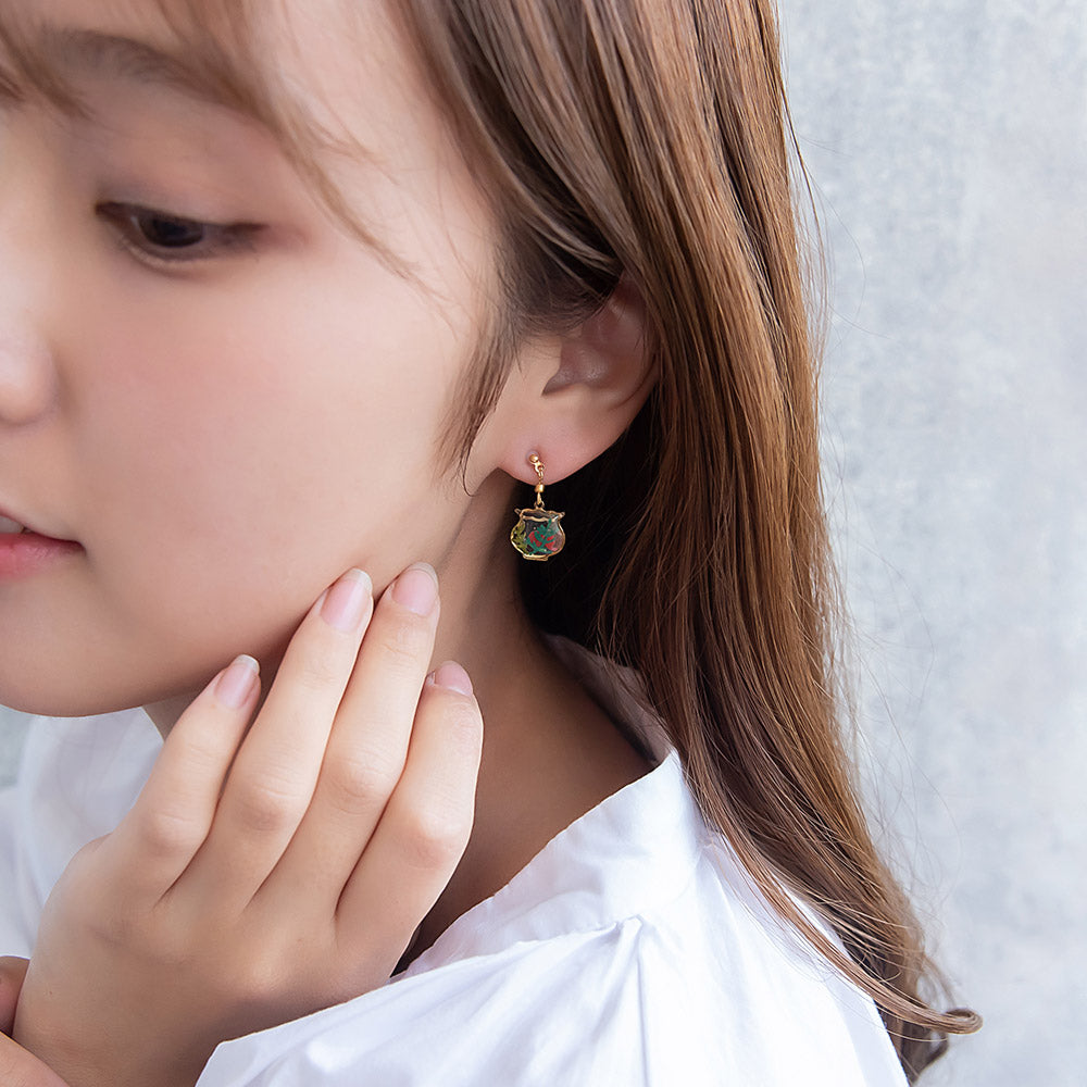 ピアス ニッケルフリー メタル 朝顔 ワイヤー フラワー 花 金魚 金魚鉢