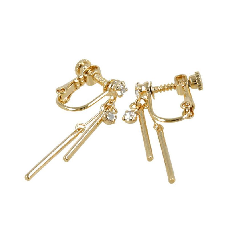 イヤリング ニッケルフリー ストーン メタル スティック ワイヤー