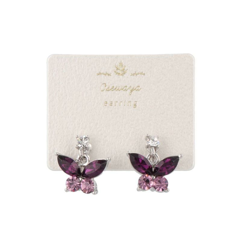 イヤリング 蝶 バタフライ ガラス ネジバネ式イヤリング – OSEWAYA