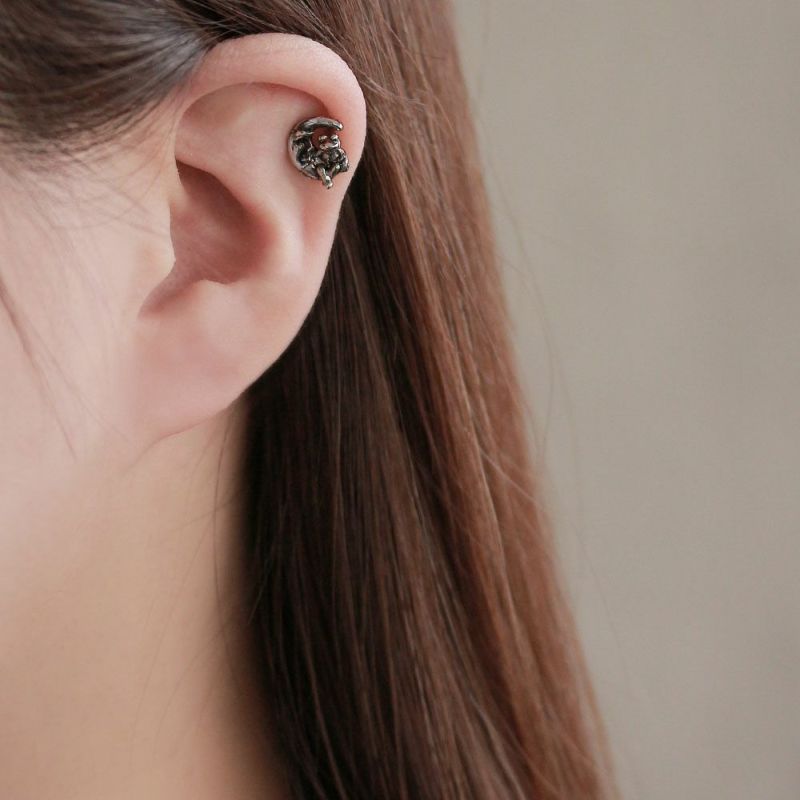 ボディピアス 三日月 ムーン 蛙 カエル ストレートバーベル ネジ式