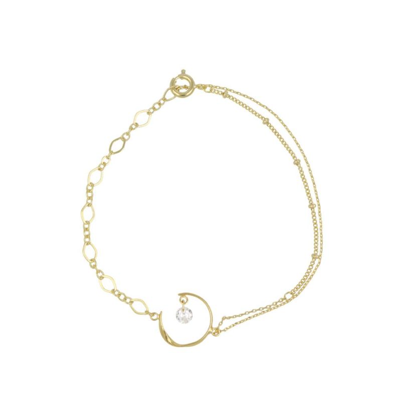 ブレスレット ニッケルフリー キュービックジルコニア カーブ メタル