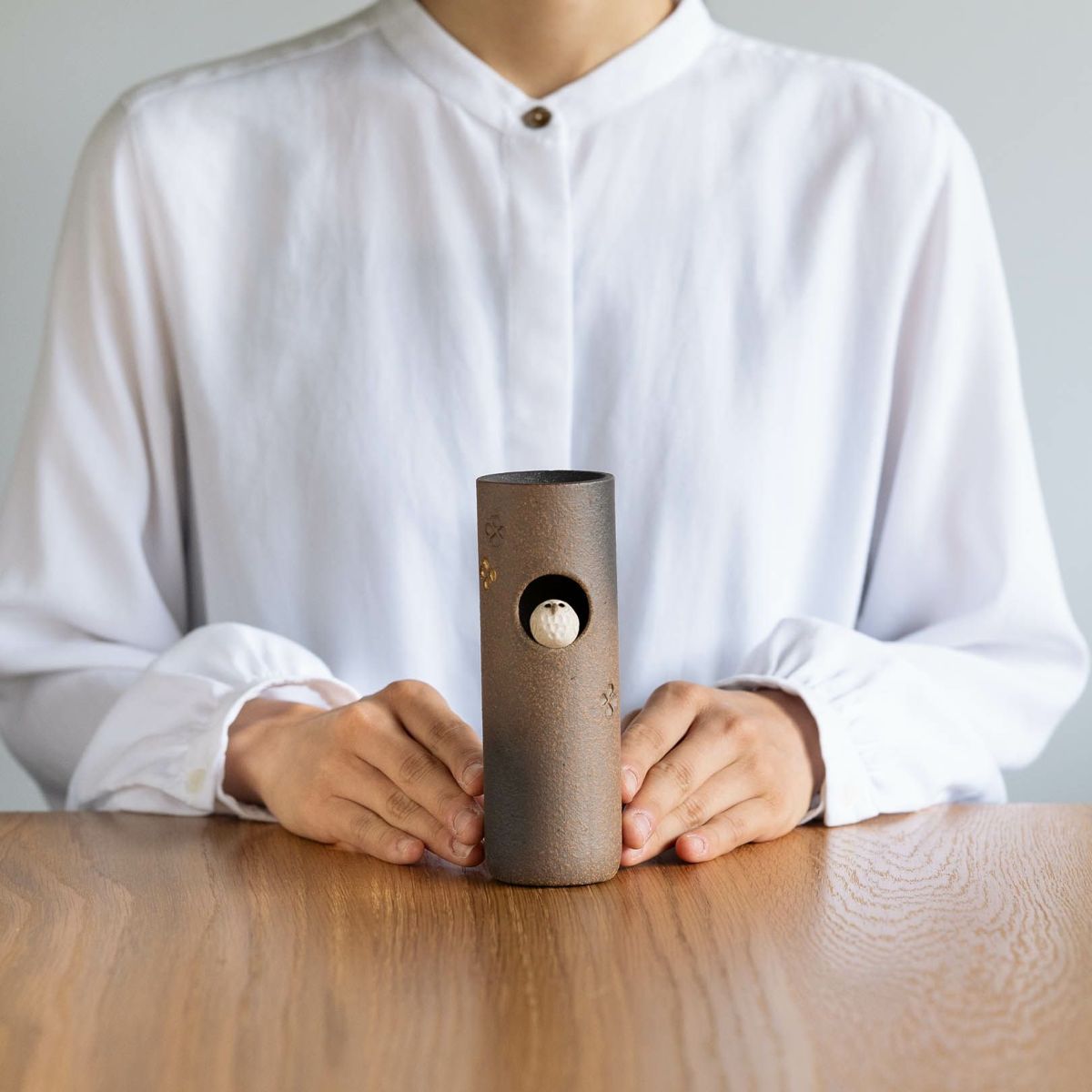 明山窯 【花瓶】 ふくろう丸花入｜フラワーベース・一輪挿し 信楽焼