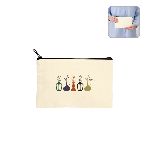 オリジナル キャンバスフラットポーチ(S) ナチュラル【最安値159円