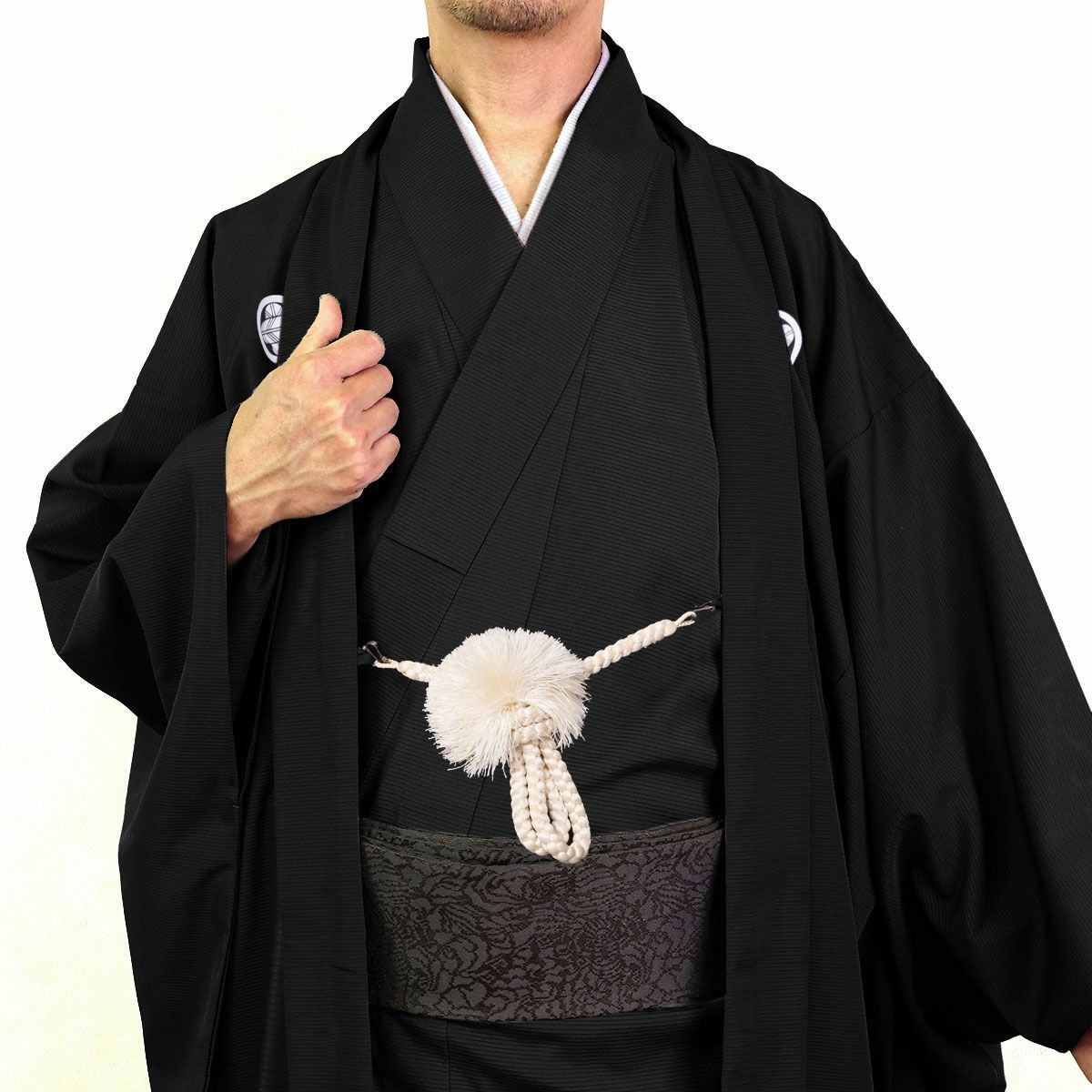 黒紋付袴着物フルセット 家紋を入れるだけですぐに着られる既製品 | 男