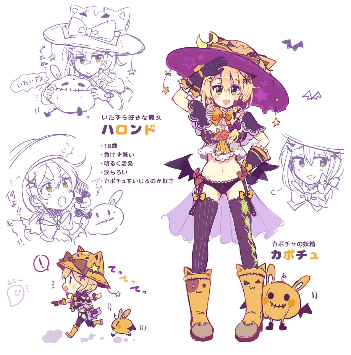 最近ハロウィン娘を描く機会がふえたので、名前や簡単な設定をつけて